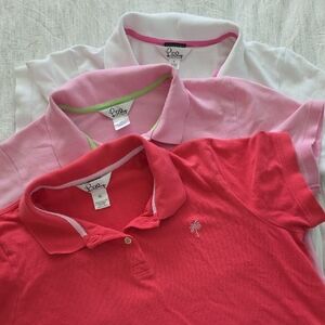 Lilly Pulitzer Womens Pink, Light Pink & White Polo Shirt Set XL